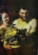 Jacob Jordaens Satyr and Girl with a Basket of Fruit France oil painting artist